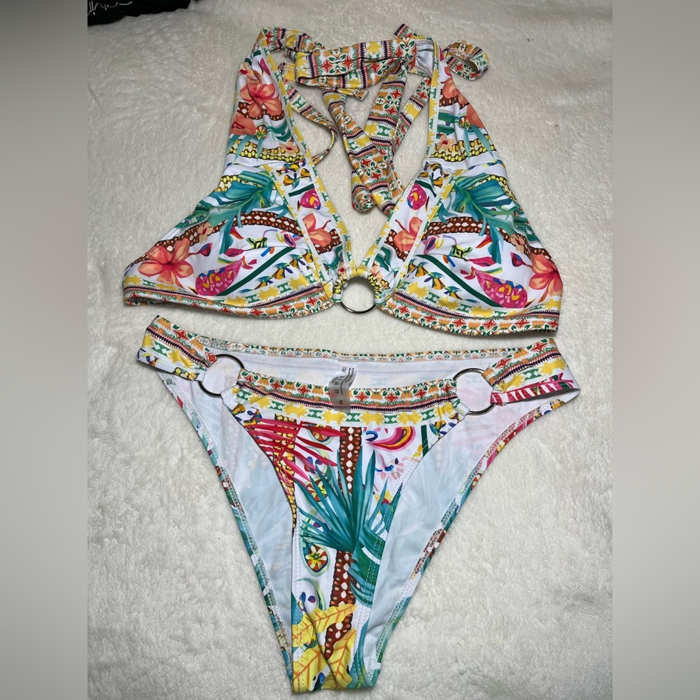 Colorful Floral‎ Bikini Set Sz M